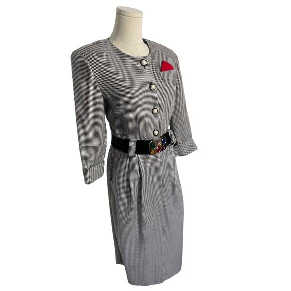 Womens 70's 80's Gingham Vintage Pinup Dress midi | MEDIUM - Picture 2 of 5